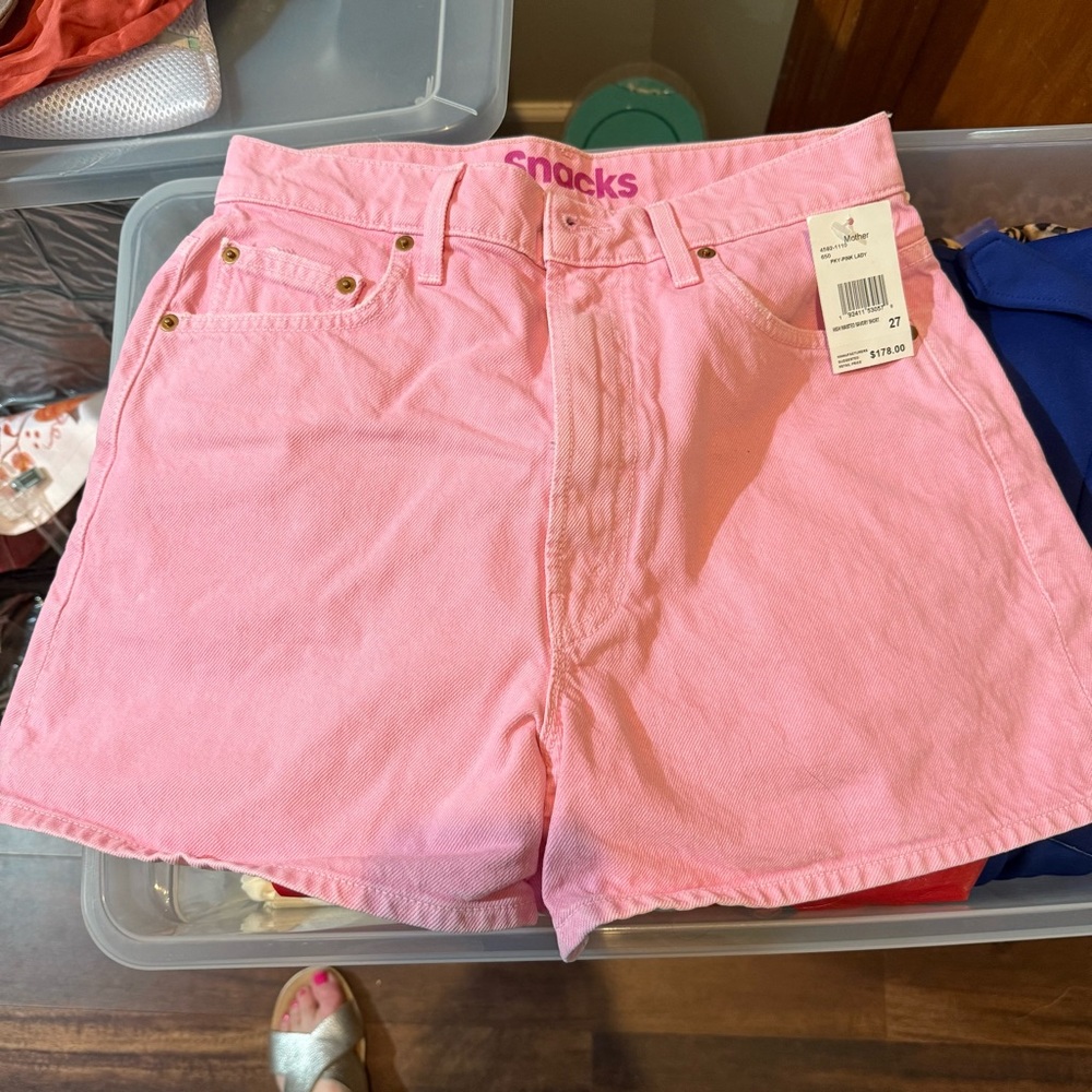 MOTHER Pink Jean Shorts Casual Denim Style